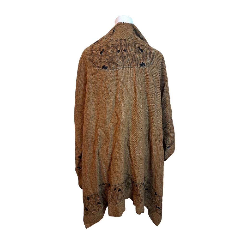 Leopard Print Wrap Reversible Black Brown Scarf One Size - Picture 4 of 5